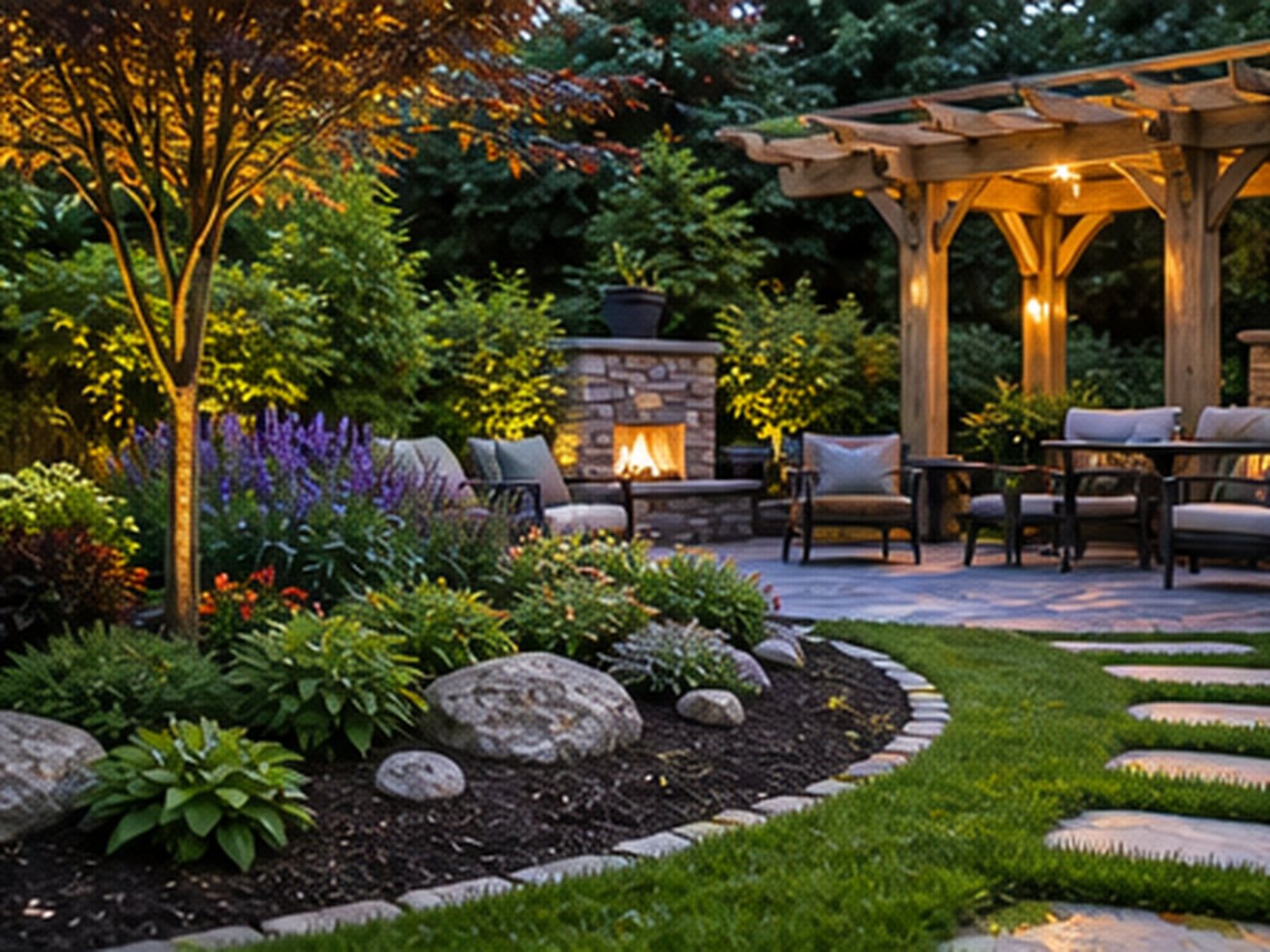 Bed and lawn cleanup